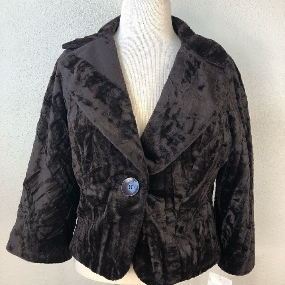 NWT Bandolino Faux Fur Pea Coat Size 10